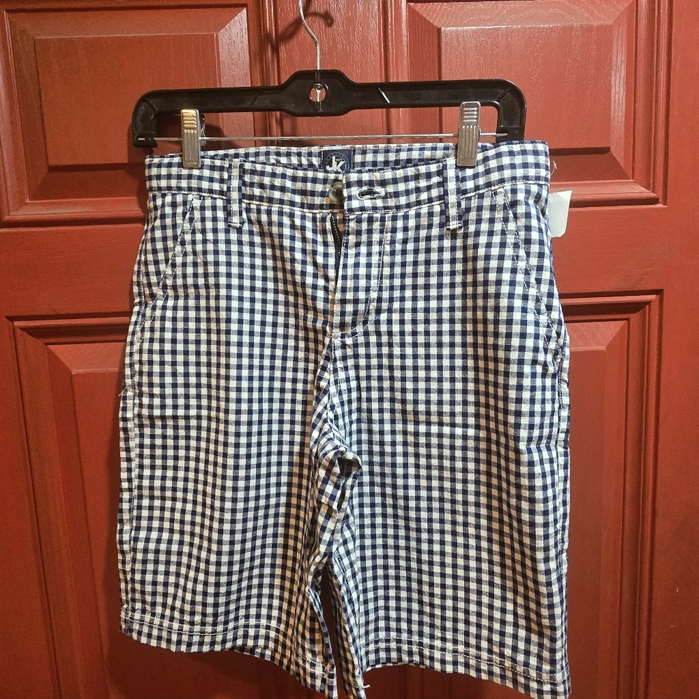 Jk Boys Blue And White Shorts Gingham Design Size 14 New With Tag